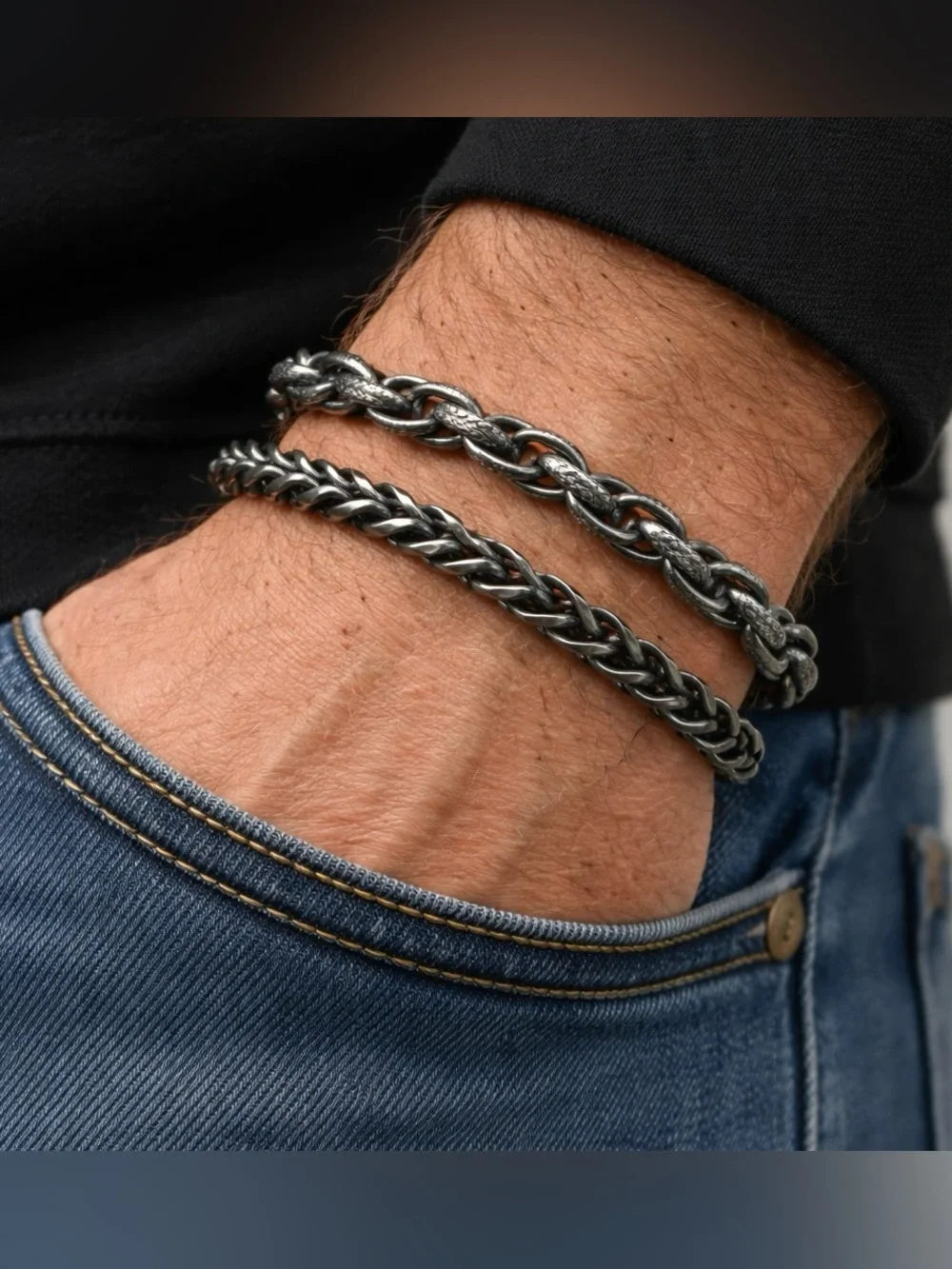 Stainless steel double chain men’s bracelet